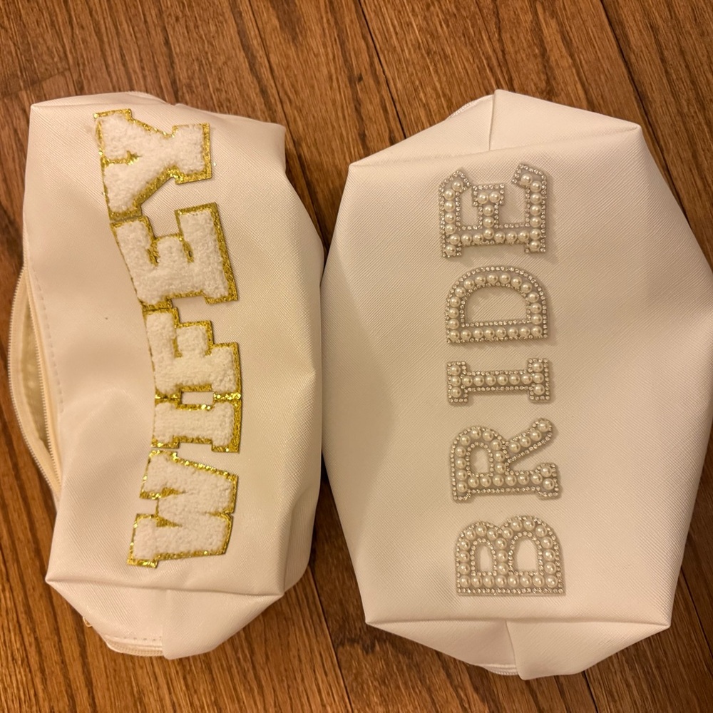 White Bride and Wifey Cosmetic Bags